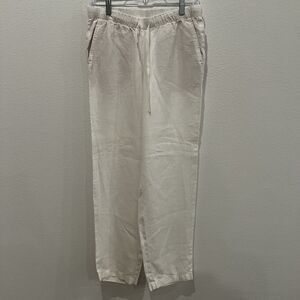 J. Jill Love Linen Pants Womens Sz Xs White Loose Fit Straight Leg Relaxed Sheer